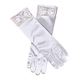 WIN　 子供 女の子用 サテン ストレッチ ロンググローブ お姫様　プリンセス　衣装 仮装 パーティー 蝶結び飾り フラワー 無地 長い 手袋 フォーマル ウェディング 発表会 誕生日 演奏会に最適