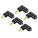 uxcell 5個 DC電源アダプタ 90度 雄5.5mm x 2.5mm 雌5.5mm x 2.1mm プラグチップ 外部電源用 1.2"ワイヤー付き