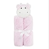 Happylifehere おくるみ 赤ちゃん ベビー 新生児 動物 0-2歳 フリース 出産祝い (ピンク牛)
