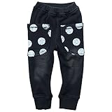 《秋冬春対応》 CHILD CHAMP(チャイルド チャンプ) デニムニット裏シャギー水玉PK長丈パンツ 120cm/BK NO.C-271080