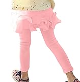 Plus Nao(プラスナオ) レギンス スカート付きパンツ レギンス付きスカート ベビー キッズ 女の子 ボトムス フルススカート 2段フリル 無地 ピンク 100cm
