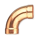 Everflow Supplies CCLT0100 90 Degree C X C Copper Long Radius Elbow Fitting with Two Solder Cups, 1"