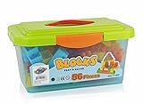 56 Pieces Plastic Play and Learn Childrens Colored Blocks in Transparent Container; Large Size Color