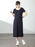 ANGELIEBE エンジェリーベ マタニティ ワンピース 授乳口付き ベア天竺 パッド付き 半袖 ワンピ 授乳服 産前 産後 ロング M ネイビー 22476 22476460