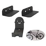 Maxfind バイクハンガーウォールマウント3 in 1ブラックメタルバイクストレージフックガレージと自転車用自転車ラック
