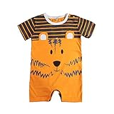 エルフ ベビー(Fairy Baby)ベビー服 ロンパースカバーオール 半袖 夏 可愛いクマ模様 オレンジ サイズ：95