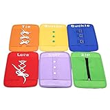 HKUN　おもちゃ　知育玩具　ちょうちょ結び　スナップボタン　バックル　ジッパー　靴紐結び　指先　動かす　6個セット