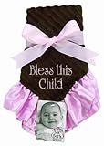 Sue Berk Designs Bless This Child Baby Blankie, Pink/Brown by Sue Berk Designs