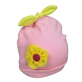 Karchi ベビー帽子 男女兼用 猫 牛の角 動物柄　プリント 小花柄　可愛い キャップ ハット お出かけ　日焼け防止 紫外線UVカット 全3種のデザイン (ピンクA)