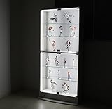 【地球家具】コレクションラック LED 【光るコレクションケース】 耐震 鍵付 専用 フィギュア棚 （ワイド、ハイタイプ、中型、ホワイト）