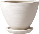陶器製植木鉢 ネストミドル φ１２０ ホワイト（受皿付）