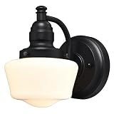 Westinghouse 6314300 Eddystone One-Light Outdoor Wall Fixture with White Opal Glass, Textured Black 