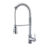 KESプルダウンスプレーキッチンスプリング蛇口シングルハンドル穴バーシンク水ミキサータップwith Pull Down Sprayer、l6927lf-p シルバー