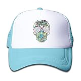 キッズ メッシュキャップ 通気性 今季最新 登山 レジャー・キャップ スカル カラー ウェーブ 紫外線防止 帽子 カジュアル ストーリート系ライトブルー プリント付き 無地