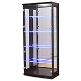 アビライト 大川家具 ガラス棚板が光る ディスプレイコレクションボード 高さ155タイプ ブラウン KMS-0008