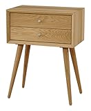 引き出し付サイドテーブル オーク材 NA色 ST209533