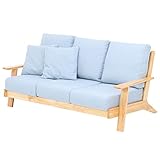 不二貿易 ファブリックソファ マーリン 3人掛け ブルー 72023