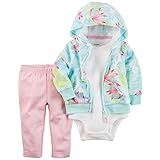 カーターズ（Carter's）女の子用水色トロピカルフラワーフード付きジャケットxコーデパンツお出かけ用上下3点セット (6months(61-67cm)) [並行輸入品]