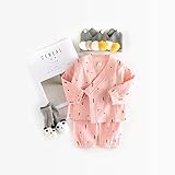新生児 子供 ベビー服 春夏秋服（2個：長袖+ズボン） コットン100% 男の子 女の子 (含まれていない：アクセサリー ) (L(90CM), ピンク)