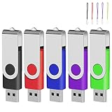 EASTBULL USBメモリ 16GB 5個セット フラッシュメモリー USB2.0 フラッシュドライブ 360° 回転式 5色 (16GB, 5個セット)