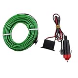 Fenteer プラスチック　金属製　5M　自動車用　ネオンコールドライト　ストリップチューブ　EL線　12Vドライブインバータ　10色選択 - グリーン