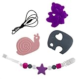 Chew-Choos Silcone Teethers and Pacifier Clip Gift Set for Baby Girls (Cuddly Animal Theme) by Chew-