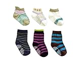 6足組(スニーカー丈3足、クルー丈3足)ソックス 9cm - 14cm 男の子用 スベリ止め付