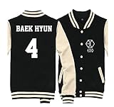 Fanstown EXO EXODUS野球ジャケットベースボールジャケットHoodie with lomoカードブラック# 1 M(US size S)