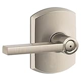 Schlage Lock Company F40LAT619GRW Latitude Privacy Door Lever Set with Decorative Greenwich Ro, Sati
