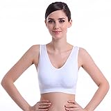 JCL ノンワイヤーブラ　バット付き　ナイトブラ　スポーツブラ　夜用ブラ　バストアップ　脇高　ヨガ　エクササイズブラ　9色6サイズ M ホワイト