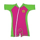 幼児サイズM Sun UV保護一体型ピンク/グリーン水着SPF + 50年齢12 – 24月