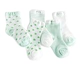 ( AngelKids ) ベビ キッズ 5足 セット 靴下 パイル生地 厚め 水玉 ボーダー 無地 (1-3才（10-13㎝）, ライトグリーン) …