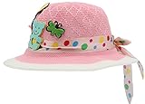 (ラボーグ)La Vogue キッズ 帽子 サンバイザー 子供用ハット UVカット リボン付き つば広ハット 赤ちゃんキャップ 女の子 日焼け防止 (1ピンク)