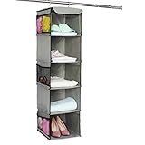 5シェルフFolding Hangingシェルフクローゼットオーガナイザー靴オーガナイザーストレージバッグストレージボックス グレー HG000503US-02