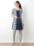 Angeliebe エンジェリーベ マタニティ パジャマ 授乳口付き チェック × 天竺 レイヤード風 ナイティ 妊婦服 産前 産後 半袖 前開き L ネイビー 21823 21823270