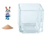 花市場直送便 ミニチュアガラス ラビちゃん グレープ & カラーサンド ベージュ & 植え込み用グラス ニューブロックS