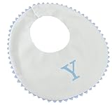 Princess Linens Garden Pique Bib, - White with Baby Blue Rick Rack Trim-Y by Princess Linens