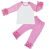 Wennikids子供赤ちゃんコットンアイシング用フリル付きシャツRuffle Sleevedラグランパンツセット