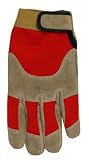Professional Bull Rider (PBR) Suede Cowhide Leather Work Glove, Extra-Large, Brown/Red, PB200 by Mid
