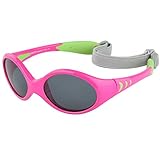 DUCO 赤ちゃんの偏光サングラス、ヘッドバンドとメガネボックス、0-3 歳適用する K012 (ピンク/グリーン)