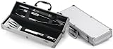 Picnic Plus Psm-203 3 Pc Bbq Tool Set In Case- Silver Tone