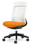 プラス デスクチェア オフィスチェア トライ Try ハイバック ホワイトシェル 肘なし KC-TR51SEL オレンジ 39-738