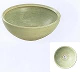 信楽焼陶器 緑釉うずしお手洗鉢 (器具付) 置型 横幅27.0cm 7094-01