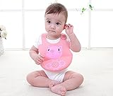 お食事エプロン スタイ よだれかけ 新生児 baby 出産祝い ギフト プレゼント用 ポケット付き シリコンビブ 6ヶ月～3歳 (ピンク)