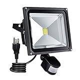 T-SUN LED投光器 50W 人感センサー 昼光色 IP65 広角ライト ACコードあり 防水 センサー投光器 屋外 作業灯 看板灯 駐車場灯 LED照明