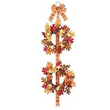 Lighted Fall Leaves Double Wreath