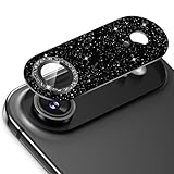 Podick カメラカバー iPhone Air用 カメラフィルム キラキラ 9H強化ガラス アルミ合金 耐衝撃 いphone17air カメラ保護 高透過率 キズ防止 露出オーバー防止 一体化 全面保護 気泡ゼロ 指紋防止 貼り付け簡単 アイフォン17エア 対応 レンズプロテクター(17Air,ブラック)
