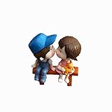 Fuyingda ミニチュアカップル&ベンチ 盆栽フェアリーガーデン オーナメント 風景DIY置物(ブルー+ピンクのカップル)