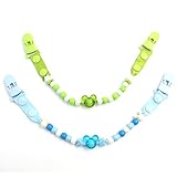 エルフ ベビー (Fairy Baby) 可愛い おしゃぶりホルダー 100 %無毒シリカゲル珠 多機能 2枚組 グリーンとブルー