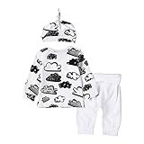 Là vestmon　ベビー服 新生児 キッズ 子供服　シャツ＋パンツ＋帽子3天セット 可愛い雲プリント 赤ちゃん 綿 生産祝い 可愛いセット長袖 春秋70 80 90 100